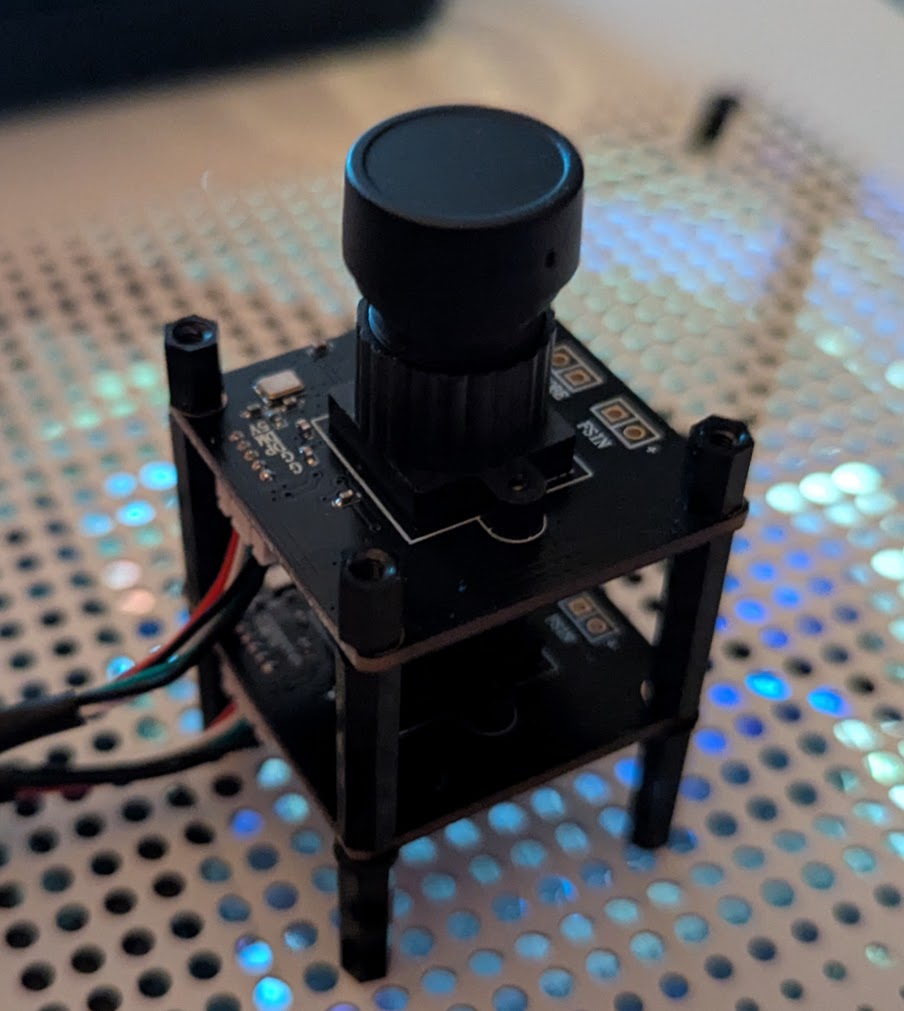 Stacked two-camera MINT detector with capped lenses